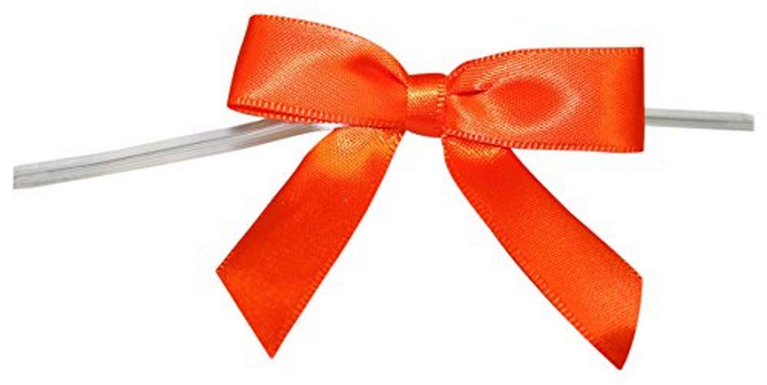 Reliant Ribbon 5171-05803-2X1 Satin Twist Tie Bows - Small Bows, 58 Inch X 100 Pieces, Orange