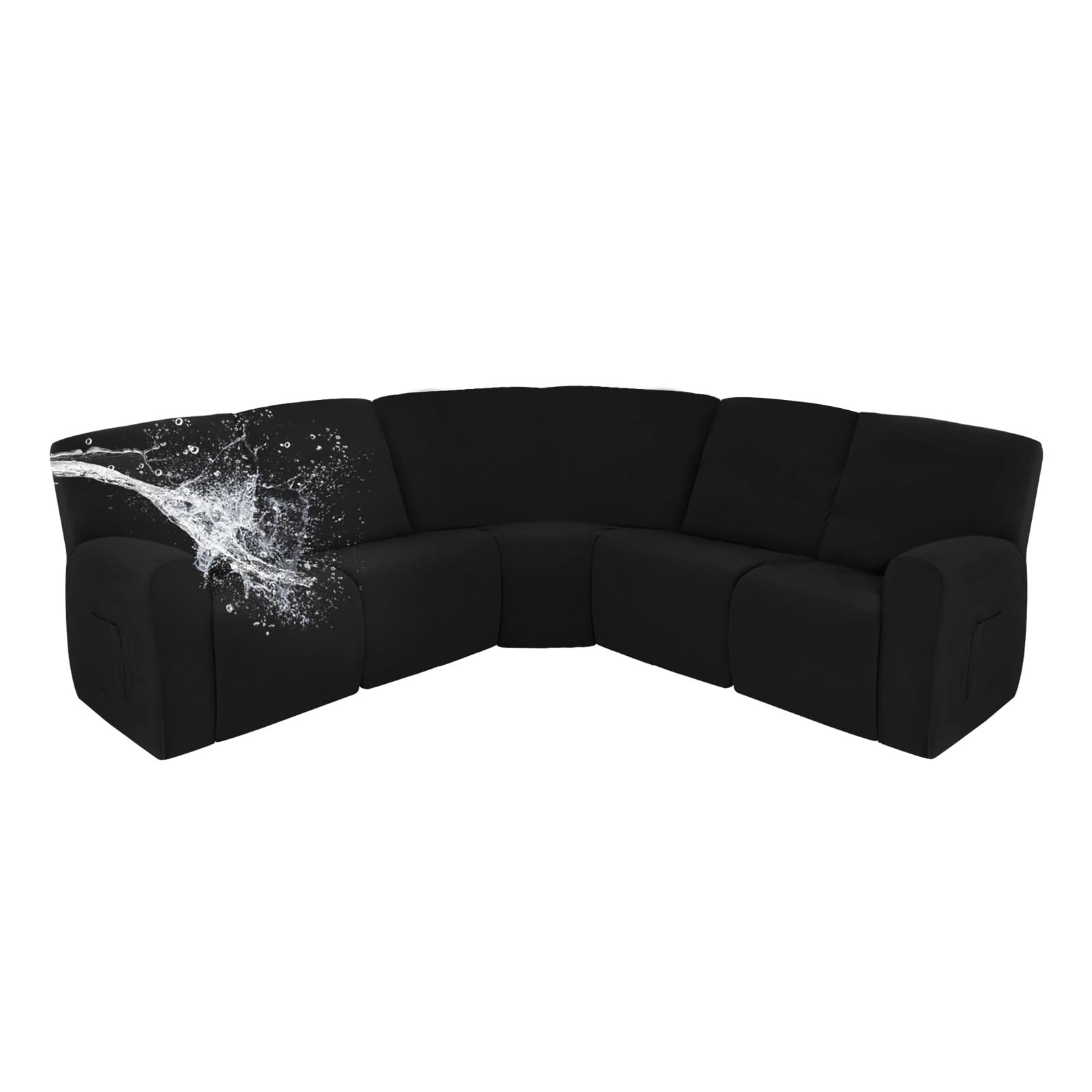 EasyGoing 7Pieces Sectional Waterproof Sofa Covers, Fleece Extra Large Sectional L Shape Recliner Couch Covers For Reclining C