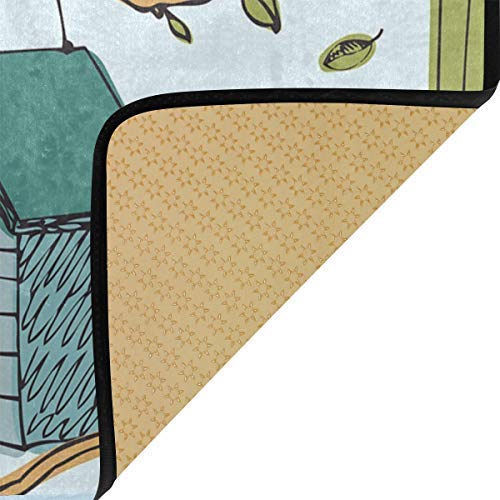 Kitchen Rugs Birds And Starling Houses Design Non-Slip Soft Kitchen Mats Bath Rug Runner Doormats Carpet For Home Decor, 39'' X