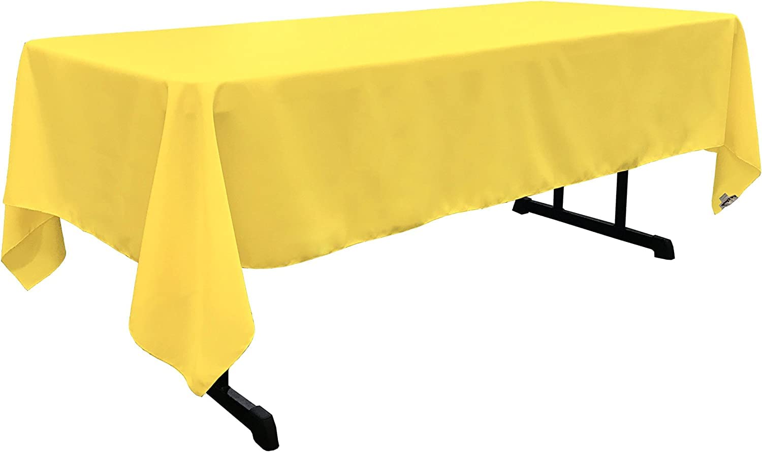 LA Linen Polyester Poplin 60 by 108-Inch Rectangular Tablecloth  Yellow Light