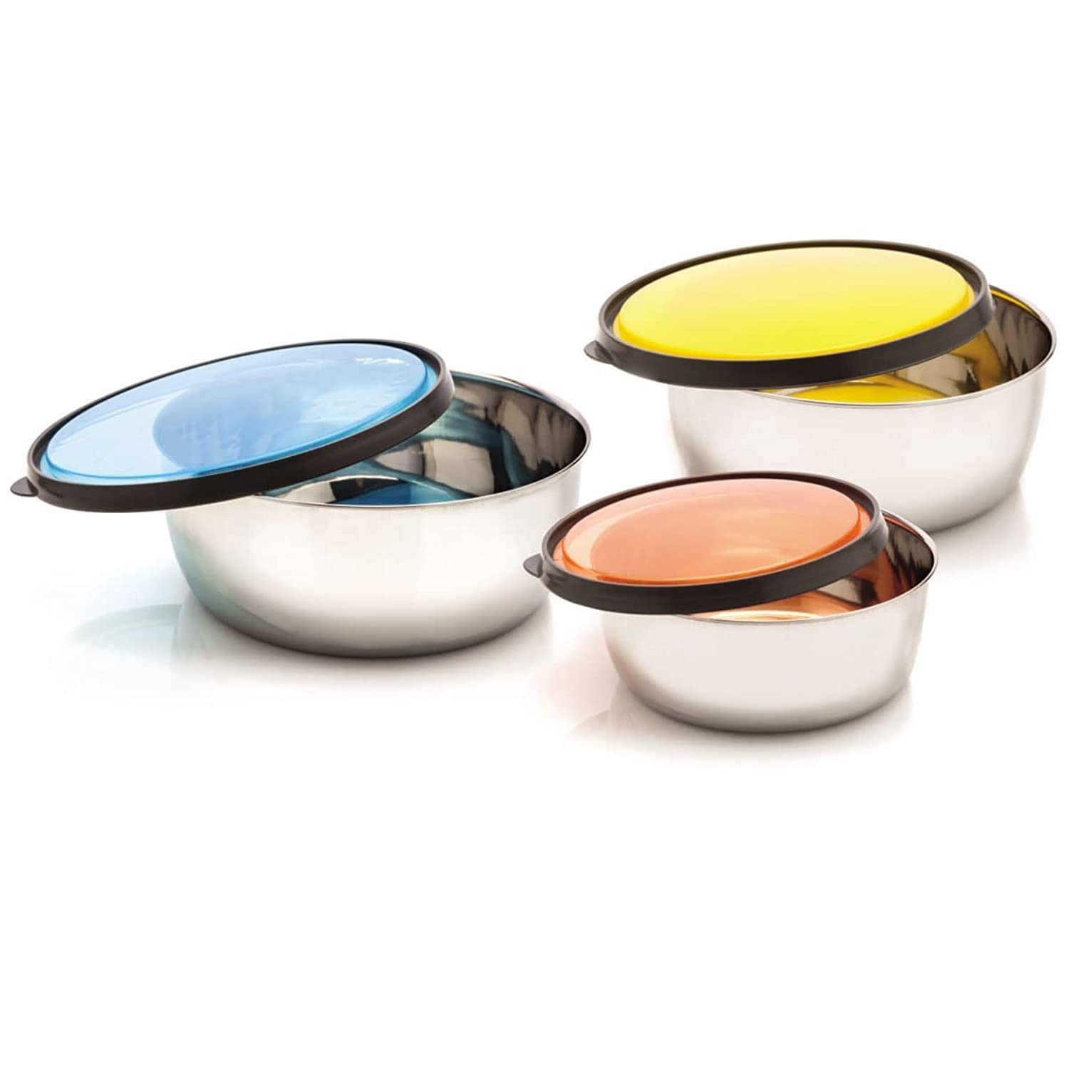Signora Ware Elegant Steel Containers (Set Of 3), 625Ml+1000Ml+1375Ml, Multicolour,Standard, Multicolor