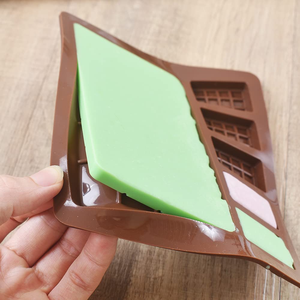 Ionegg Break Apart Silicone Chocolate Bar Molds, Homemade Protein And Energy Bar Molds, 5 Packs