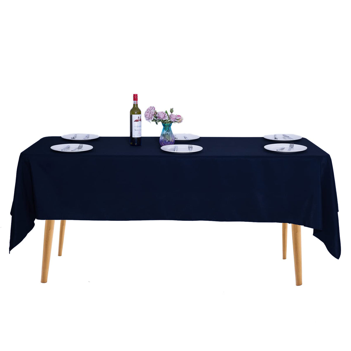 Ascoza 2Pack 60X102 Inch Navy Rectangular Tablecloth 6 Feet Table Cloth In Polyester Fabric For Wedding/Banquet/Restaurant/Parti
