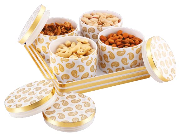 Porpoise Airtight Container Set Of 4 With Tray For Kitchen Storage, Dry Fruits, Snacks, Masala, Food Safe Odourless Easy To Clea