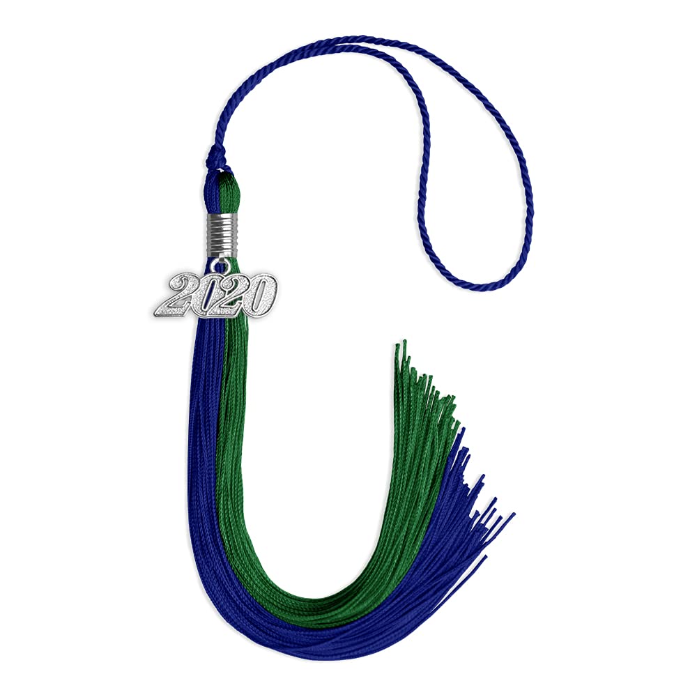 Endea Graduation Double Color Tassel with Silver Date Drop (Royal Blue/Green, 2020)