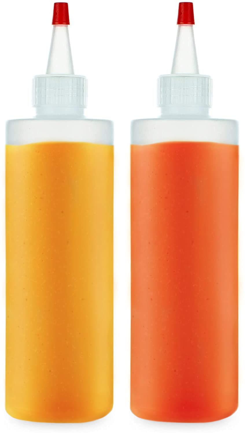 Condiment Squeeze Bottles  8 OZ Empty Squirt Bottle  Red Top Cap  Leak Proof - for Ketchup  Mustard  Syrup  Sauces  Dressing  Oil  Arts & Crafts  BPA FREE Plastic - Perfect for Kitchen - 1 PACK