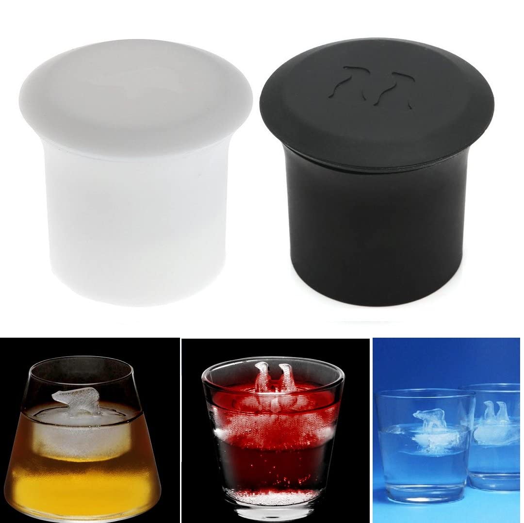 2 Pcs Novelty Funny Silicone Polar Ice Cube Molds, Reusable Shapes Of Polar Bears & Penguins On Ice Bergs, Easy Way To Make Any