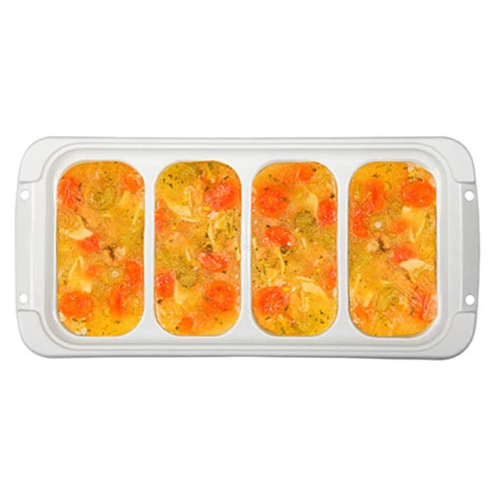 Prepworks Pks-725 Dishwasher Safe 1 Cup 4 Serving Leftover Soup & Food Storage Freezer Pod Tray With Silicone Lid, Blue & White