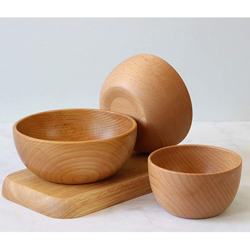 Lheng Wooden Bowl Bamboo Bowls Versatile Usage Great For Salad Soup Cereal Fruits Nuts Food Side Dishes - Decorative Modern Serv