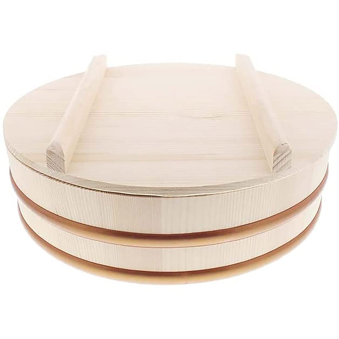 Tikusan Wooden Hangiri Sushi Rice Mixing Tub Pp Band With Lid Made In Japan Made Of Momi Fir Sushi Rice Bowl Sushi Oke (10.6'' (