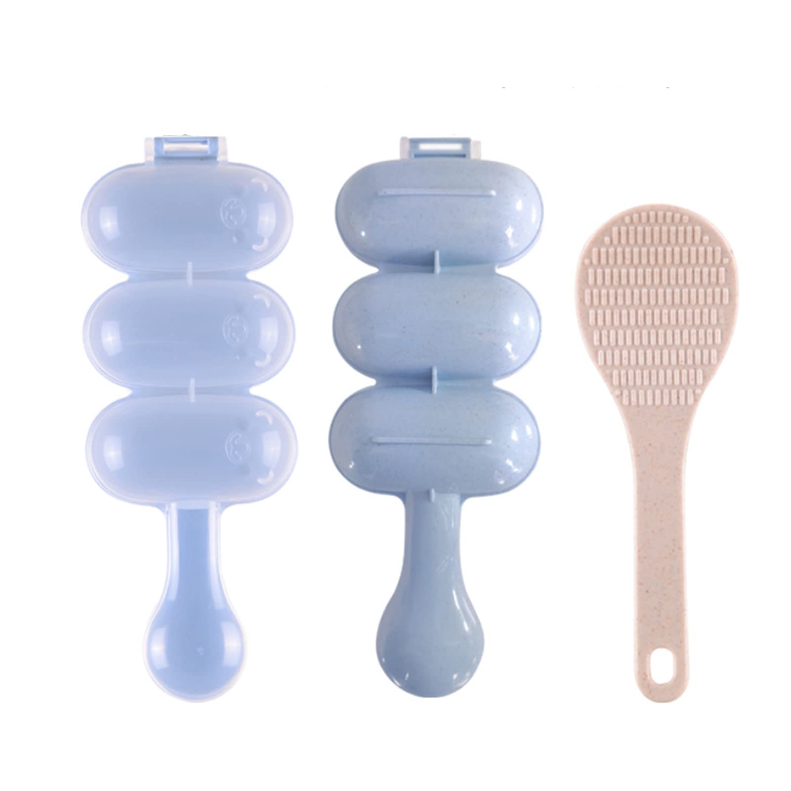 Rice Ball Mould Shaker Onigiri Mold Ball Shaped Kitchen Tools Shakers For Shake Diy Lunch With A Mini Rice Paddle (Blue)