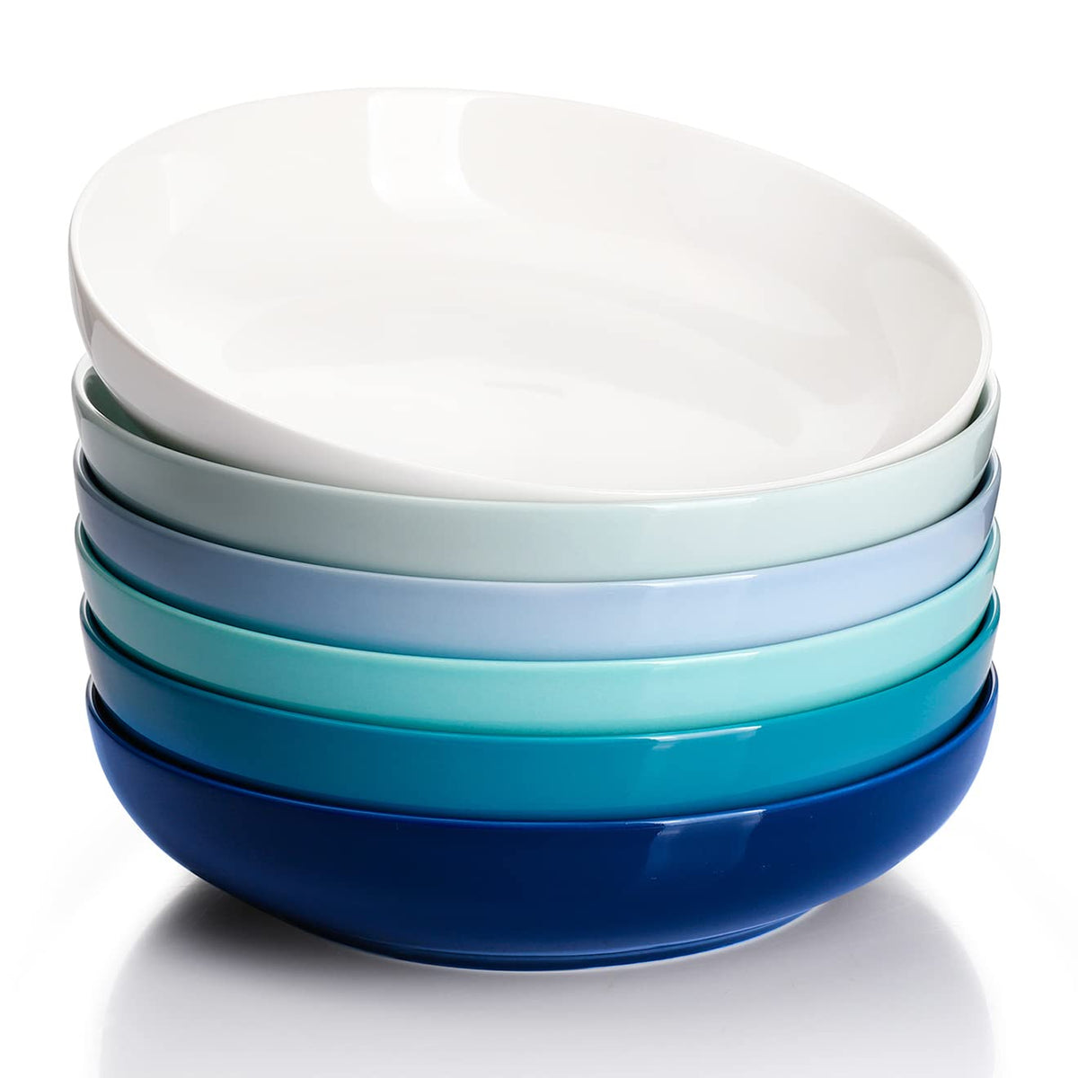 Sweese Pasta Bowls, 30 Ounce Salad Serving Bowls Set Of 6, 8.4 Inch Porcelain Plates For Serving Dinner, Salad - Microwave Dishw