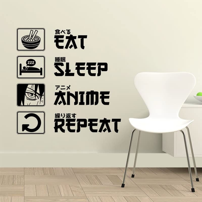 GADGETS WRAP Wall Decal Vinyl Sticker Wall Decoration - Eat Sleep Anime Repeat Wall