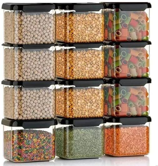 Vexlon Airtight Plastic Square Container Set For Kitchen Storage | Unbreakable & AirTight Design | Container & Containers Set (