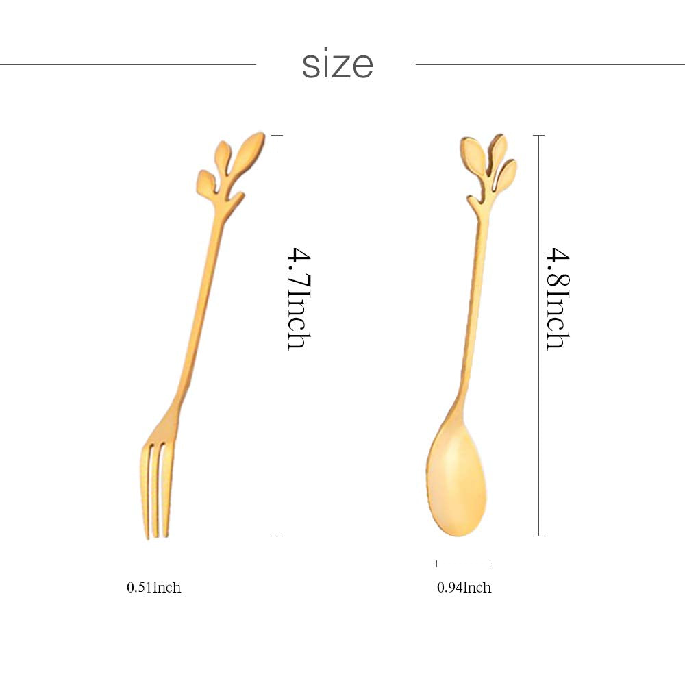 12Pack Stainless Steel Creative Coffee & Dessert Spoons, 4.8 Inches (Gold, Style 3)