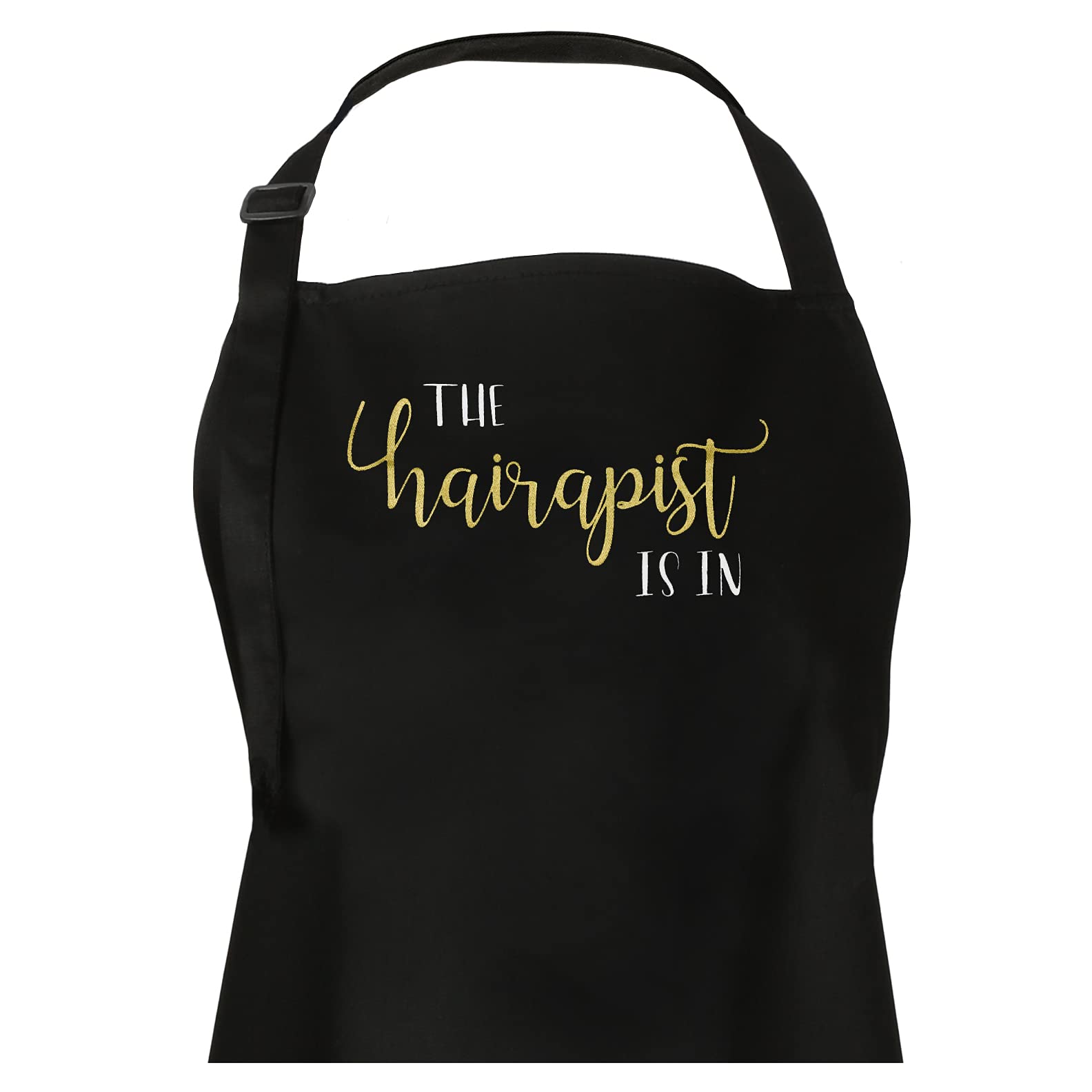 Plum Hill The Hairapist Is In Hair Stylist Salon Apron With Screen Print, Black With 3 Pockets (Hairapist)