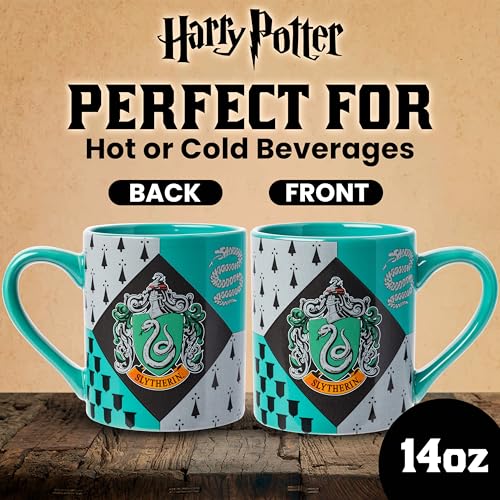 Silver Buffalo Harry Potter Slytherin House Crest Ceramic Mug  14 Ounces