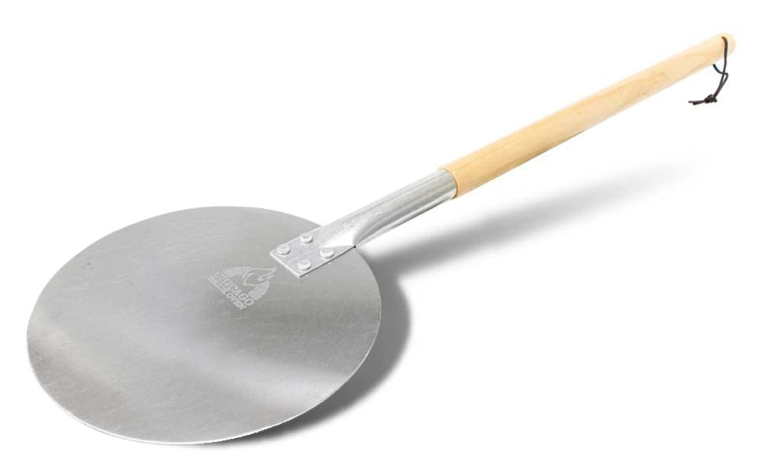 Chicago Brick Oven Aluminum Pizza Peel - Turning Pizza Paddle With Leather Strap And Detachable Wood Handle - Bakeware & Pizza O