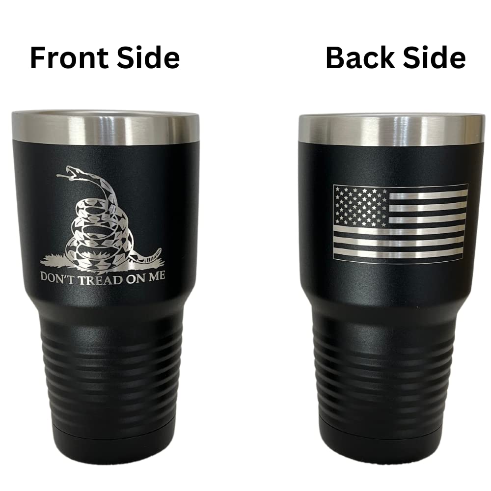 Gadsden Flag Dont Tread On Me & American Flag Coffee Travel Mug For Men & Women-Polar Camel Vacuum Insulated Stainless Steel 30