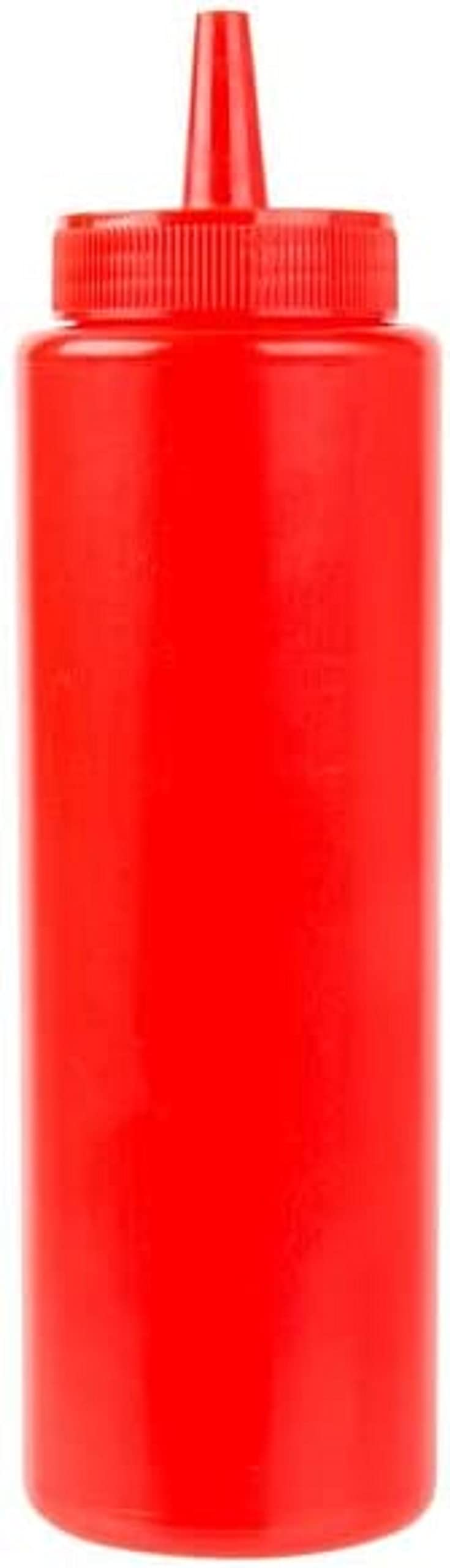 Truecraftware-Set Of 12 Squeeze Condiment Dispensing Bottles 12 Oz Red- Plastic Squeeze Bottle For Sauces Spreads Ketchup Mustar