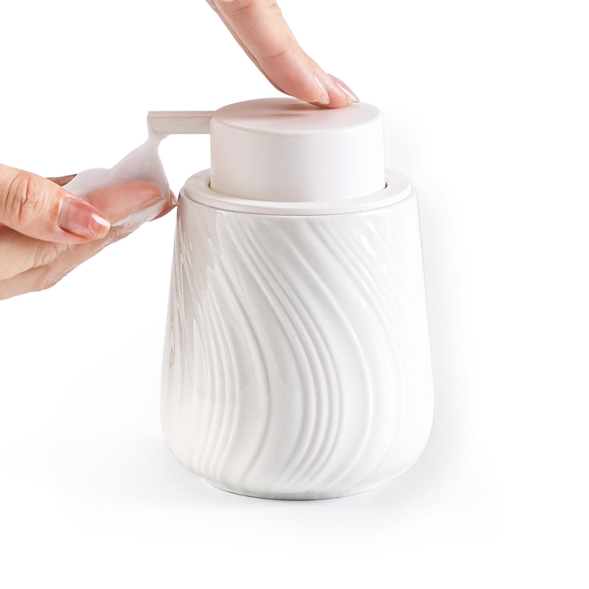 Agyiuns Foam Hand Soap Dispenser - 13.5 Oz Ceramic Foaming Hand Soap Dispenser With Easy-To-Press Pump For Bathroom Refillable L