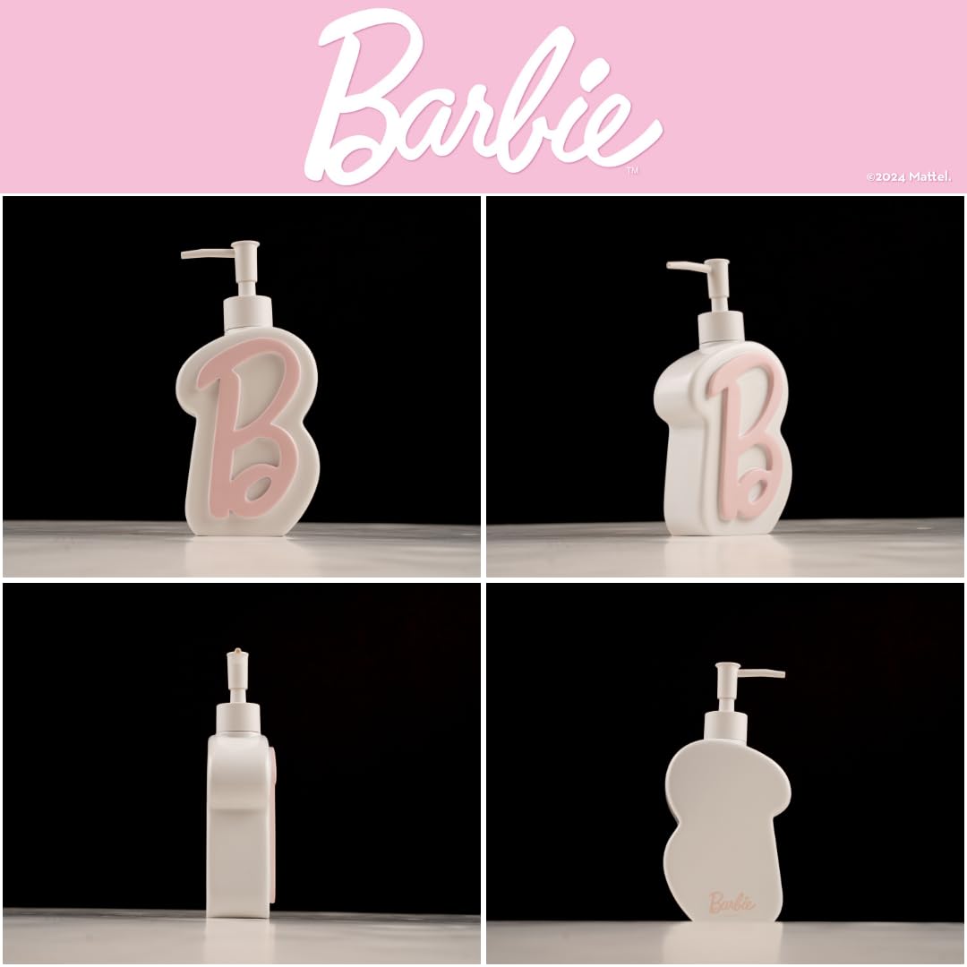 Collectibles Barbie Light Pink B Monogram Soap/Lotion/Hand Sanitizer Resin Pump Dispenser, 11.69 Ounces, (Officially Licensed Pr