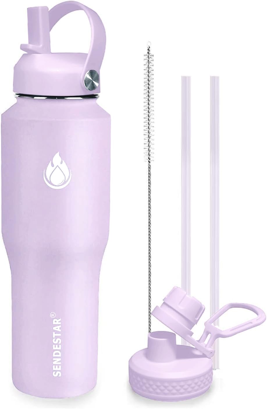 SENDESTAR Water Bottle,Wide Mouth Stainless Steel Vacuum Insulated Double Wall Keep Liquids Cold or Hot All Day,Sweat Proof Spor