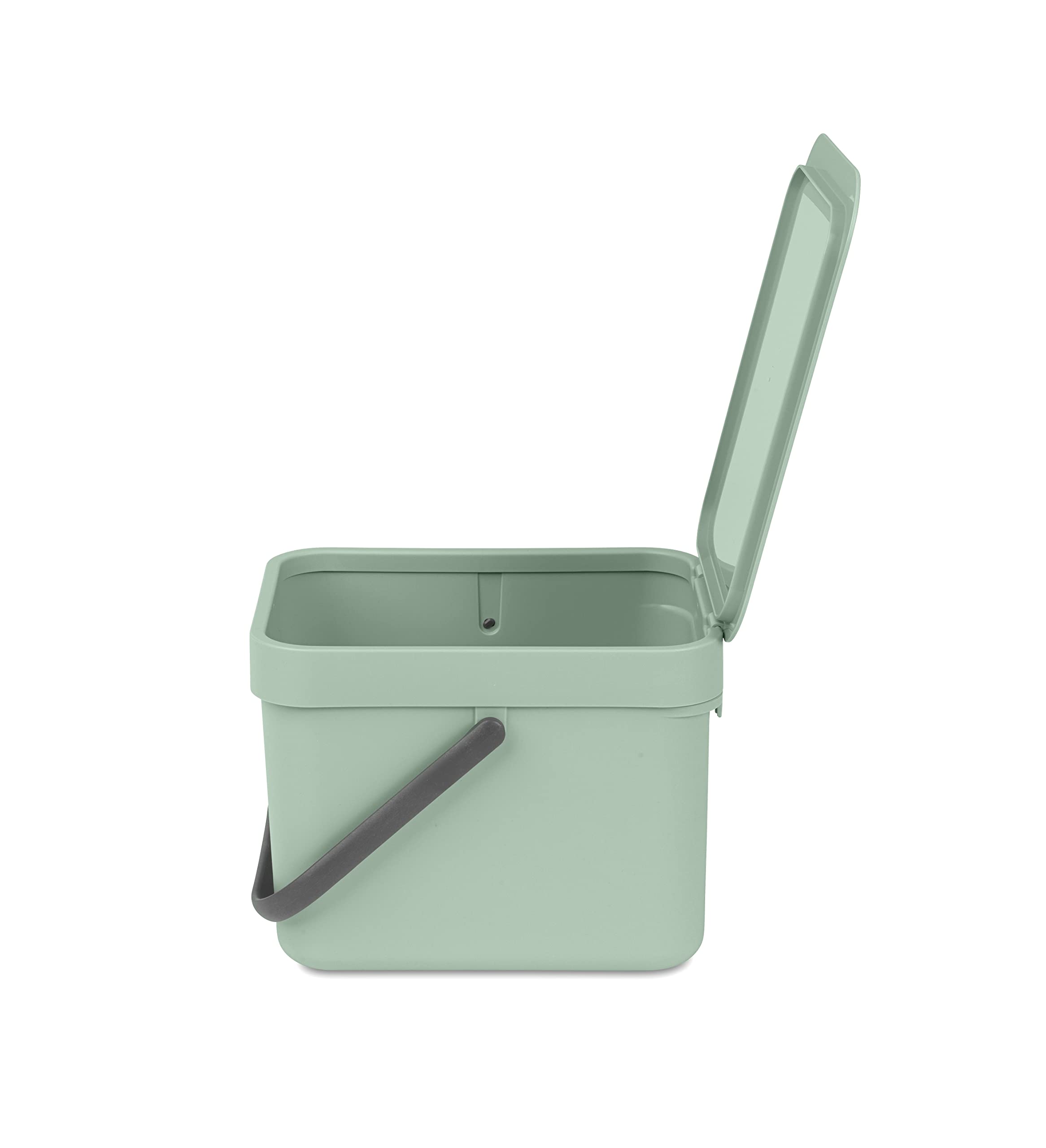 Brabantia Sort & go Food Trash can (16 galJade green) Small countertop Kitchen compost caddy with Handle & Removable Lid  Easy clean  Fixtures Included for Wallcupboard Mounting