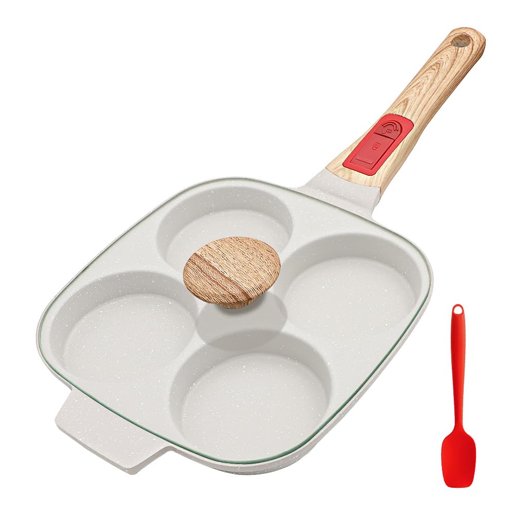 RANX INGST Fried Egg Pan, Nonstick Egg Frying Pan with Lid Induction White
