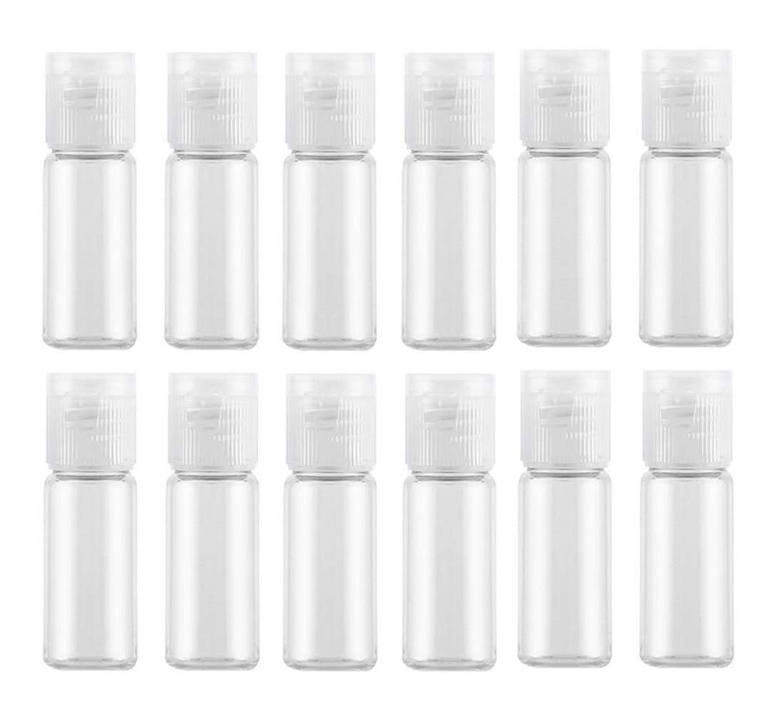 12Pcs 15Ml/0.5Oz Empty Clear Plastic Sample Bottle Travel Container Jar Pot Vial With Flip Lid Perfect For Makeup Emollient Wate