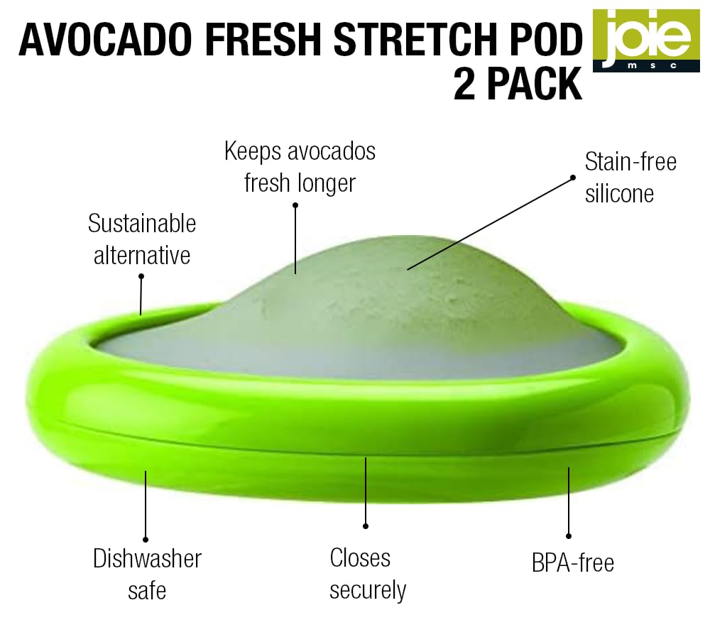 Joie Avocado Stretch Pod, 2 Count, Plastic, Green - Keep Avocados Fresh Longer, Refrigerator Storage, Model 86100