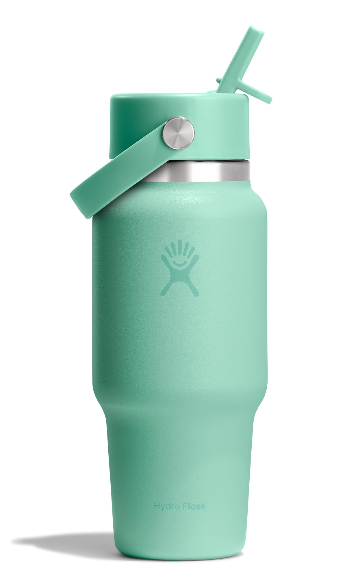 Hydro Flask Travel Water Bottle - Insulated Stainless Steel - Wide Straw Lid, Non Spill, Leakproof in 24 Oz Mermaid Green