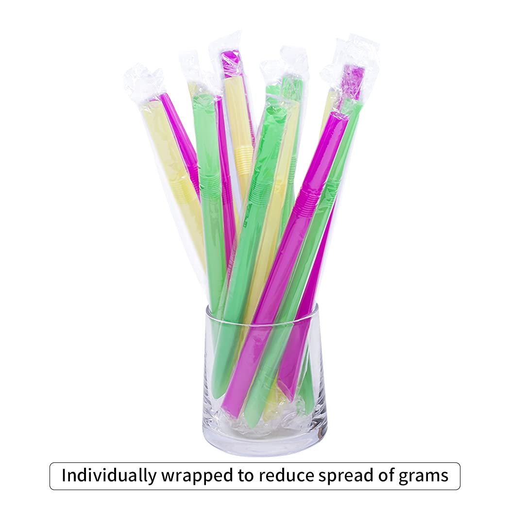 Honest Eco 100 Pcs Flexible Drinking Straws Individually Wrapped,0.47Inch Extra-Wide Bendy Straws, Bubble Boba Milkshake Smoothi