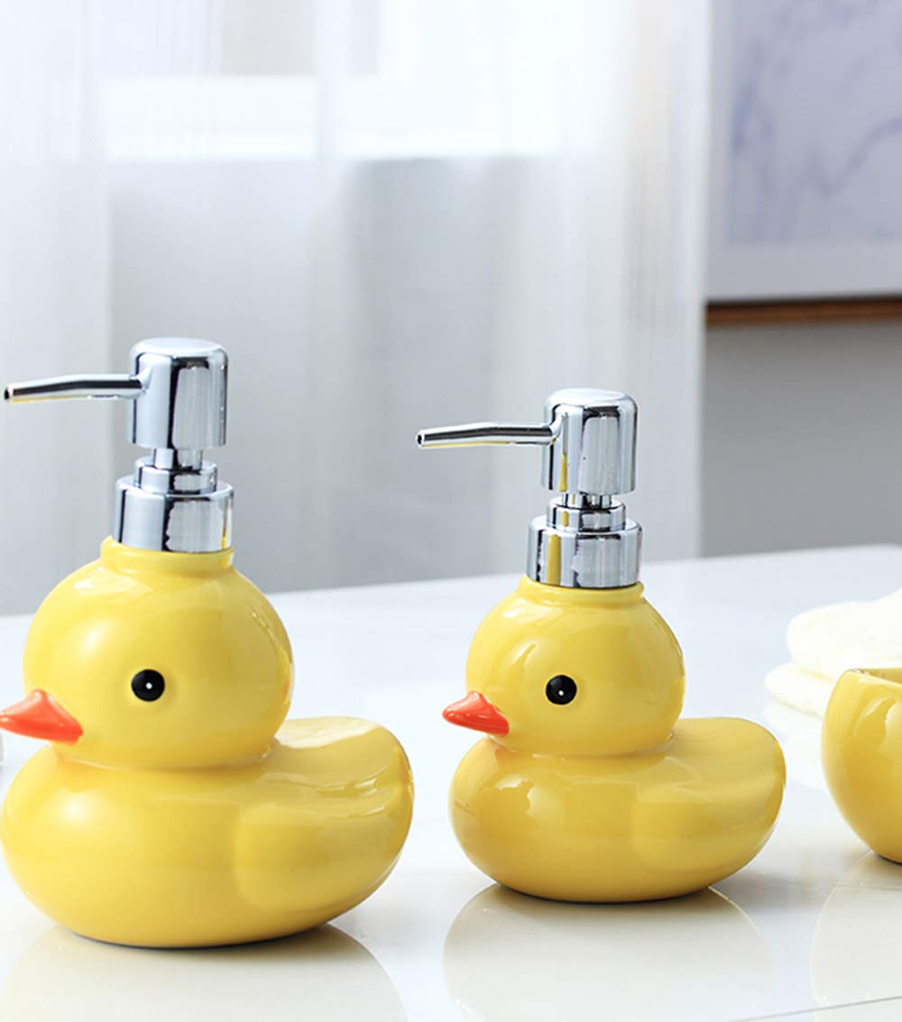 123Arts Ceramics Duck Soap Dispenser With Stainless Pump Soap Bottle Or Lotion Bottle