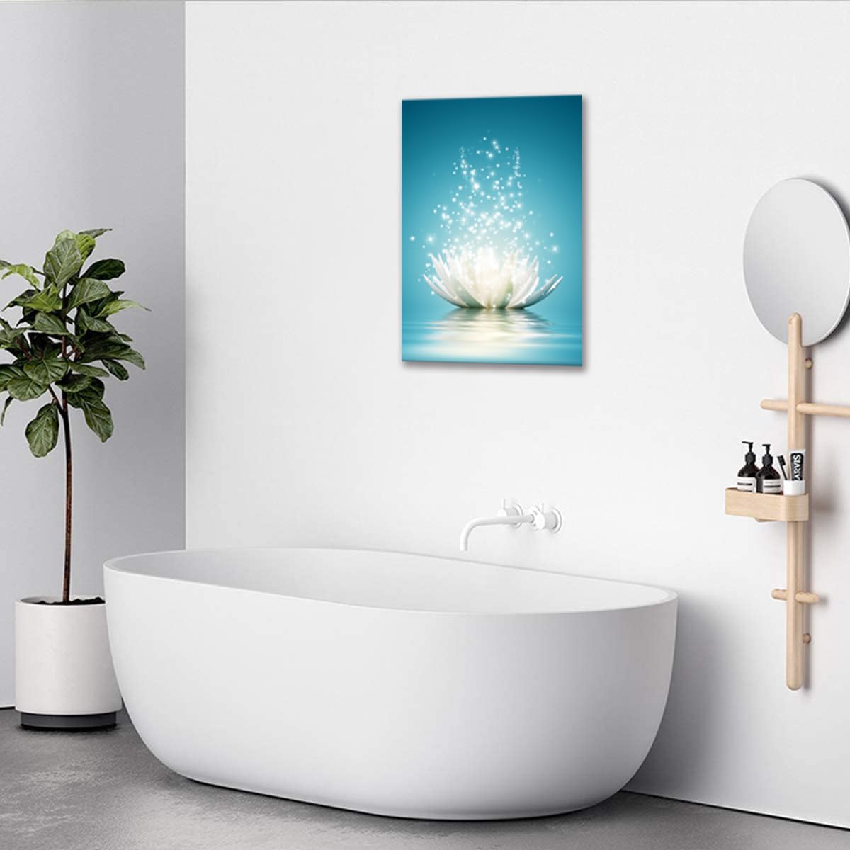 Lotus Flower Canvas Print Pictures Bathroom Decor Zen Wall Art Painting Spa Photo Artwork Framed For Spiritual Meditation Yoga R