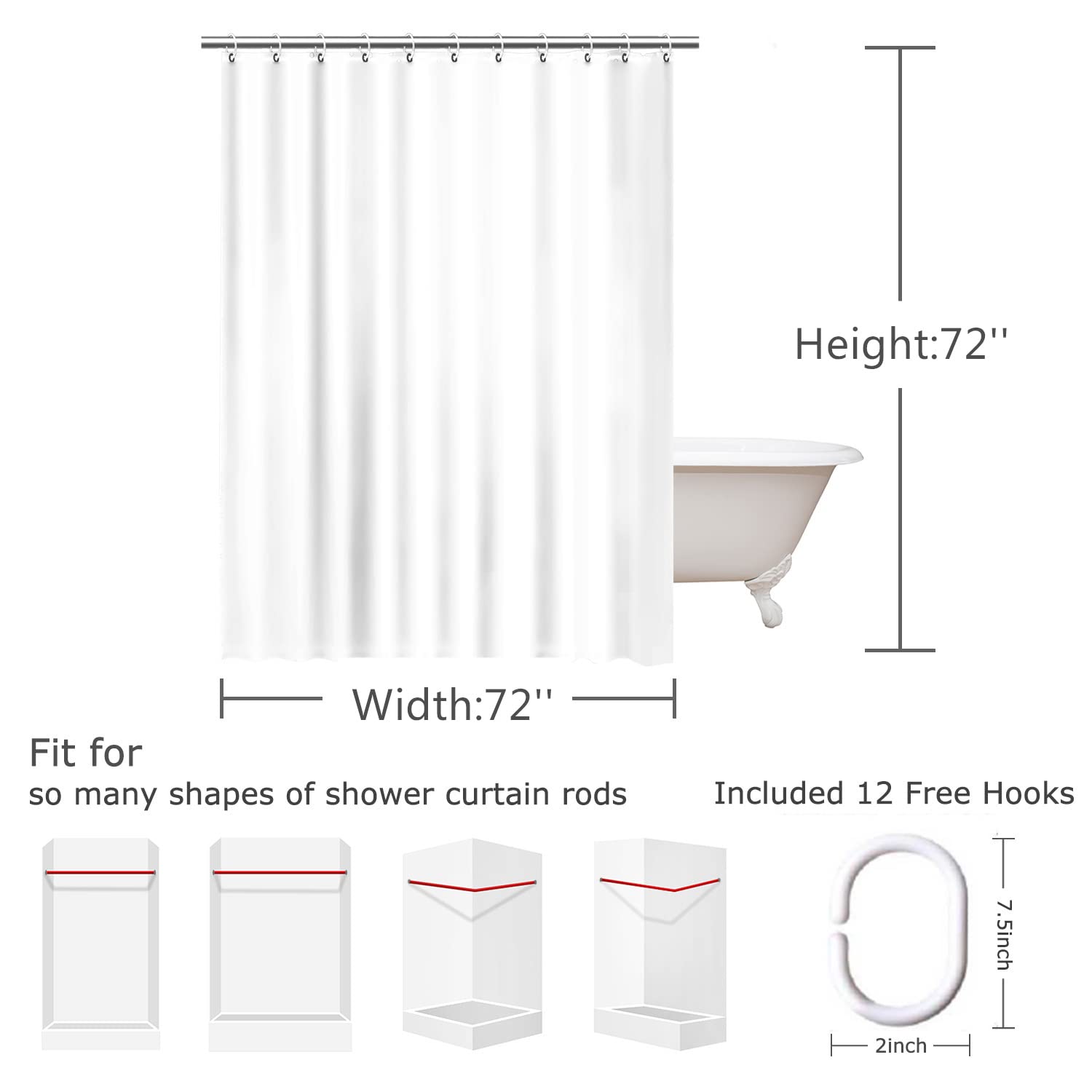 Rosielily Mountain Shower Curtain, Nature Shower Curtain Blue Shower Curtain Set Hooks, Waterproof Cool Art Forest Shower Curtai