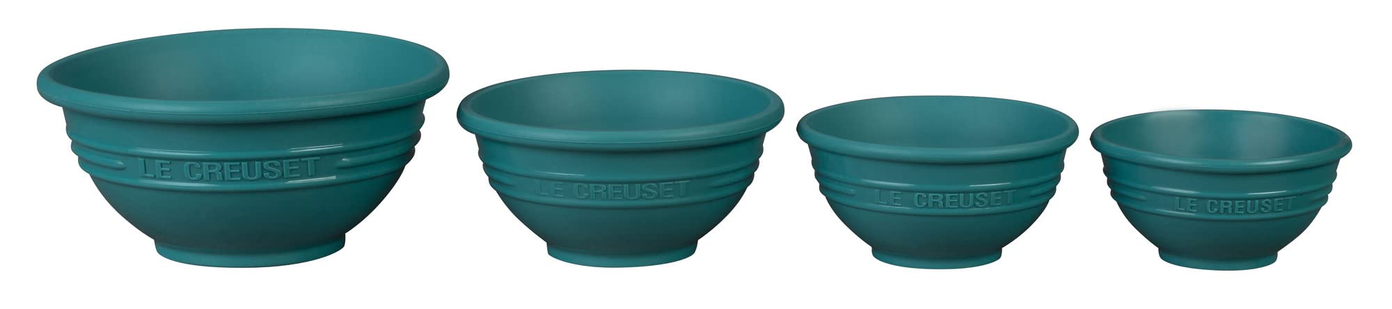 Le Creuset Fa205-17 T Silicone Prep Bowls, 1/4C, 1/3C, 1/2C & 1 Cup, Caribbean