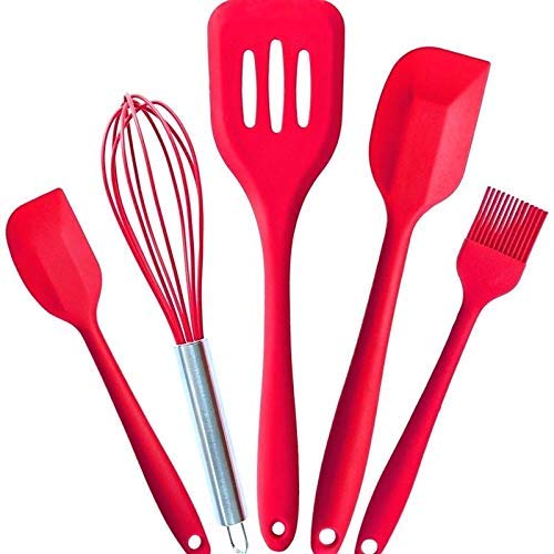 Nunki Trend 5 Pieces Silicone Kitchen Utensils Spoon Set Cooking & Baking Tool Sets NonToxic Hygienic Safety Heat Resistant(Mul