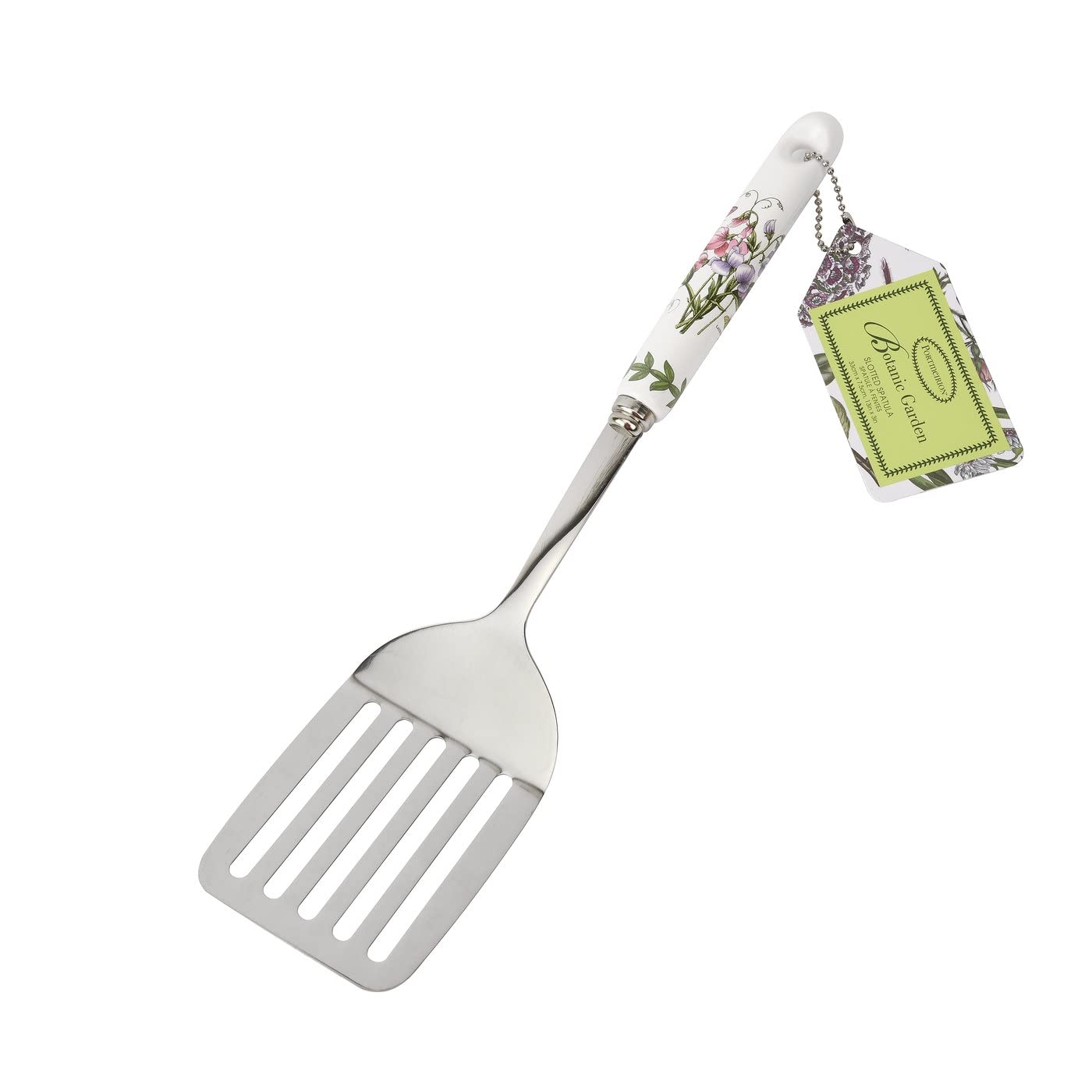 Portmeirion Botanic Garden 13'' Slotted Spatula | Sweet Pea Motif | Fine Porcelain & Stainless Steel | Chip Resistant Glaze | Id