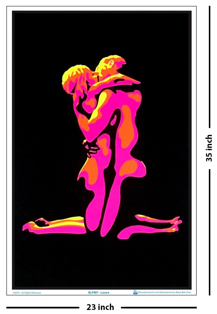 Flaming Lovers - Classic Blacklight Poster Print - 23'' X 35''