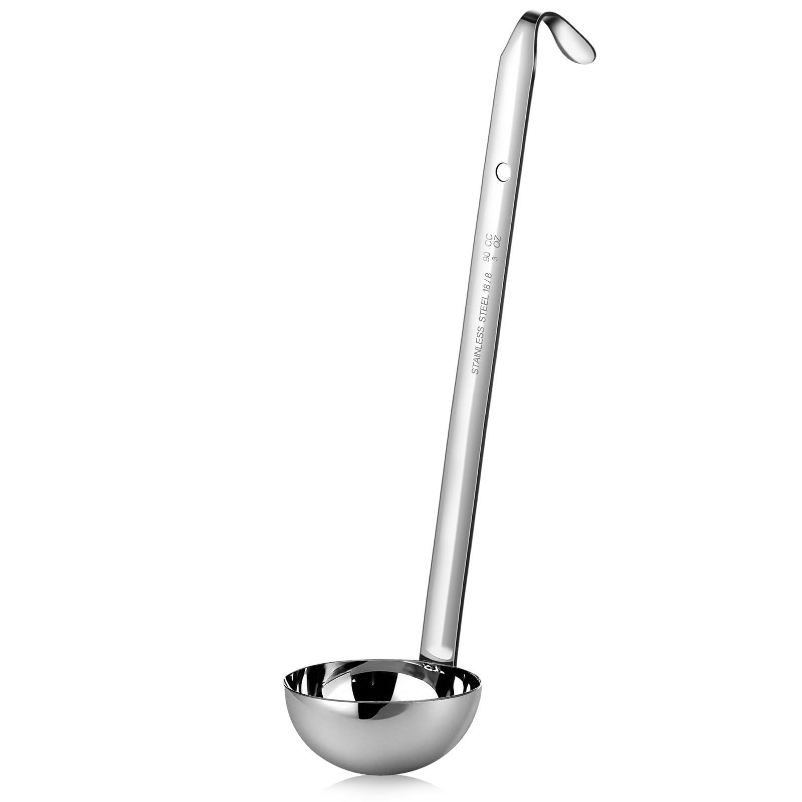 meekoo 1 Pieces Stainless Steel Ladle Soup Handle Ladle with Pouring Rim for Kitchen Cooking Soup Sauce (3 oz)