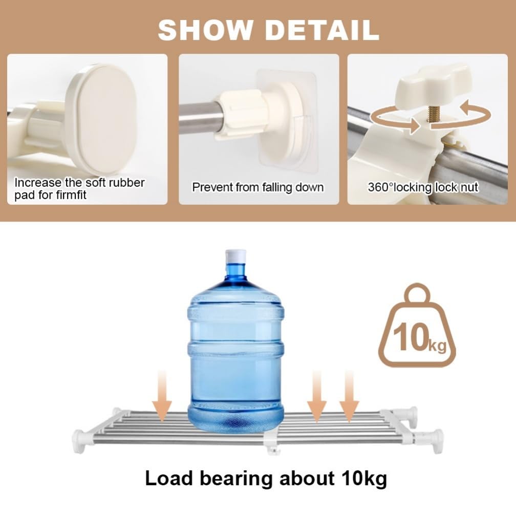 Hershii 1shelves Tension Shelf Expandable Rod closet System Heavy Duty clothes Hanger Adjustable DIY Storage Organizer Shoe Rack