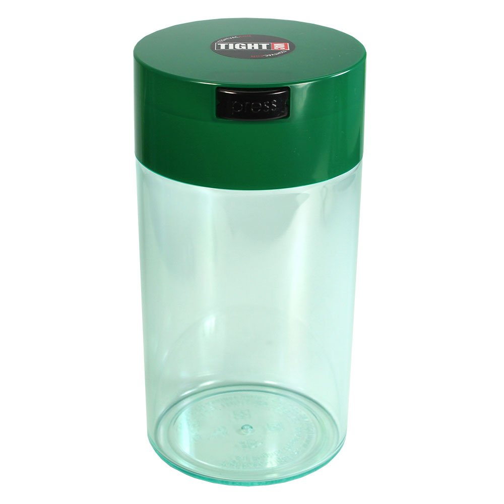 Tightvac 3 To 12 Oz Vacuum Sealed Storage Container, 1.3-Liter/1.1-Quart, Green Cap & Clear Body