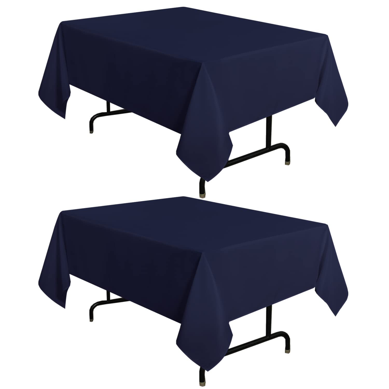 Sancua 2 Pack Navy Tablecloth 54 X 54 Inch, Stain And Wrinkle Resistant Square Table Cloth - Washable Polyester Table Cover For