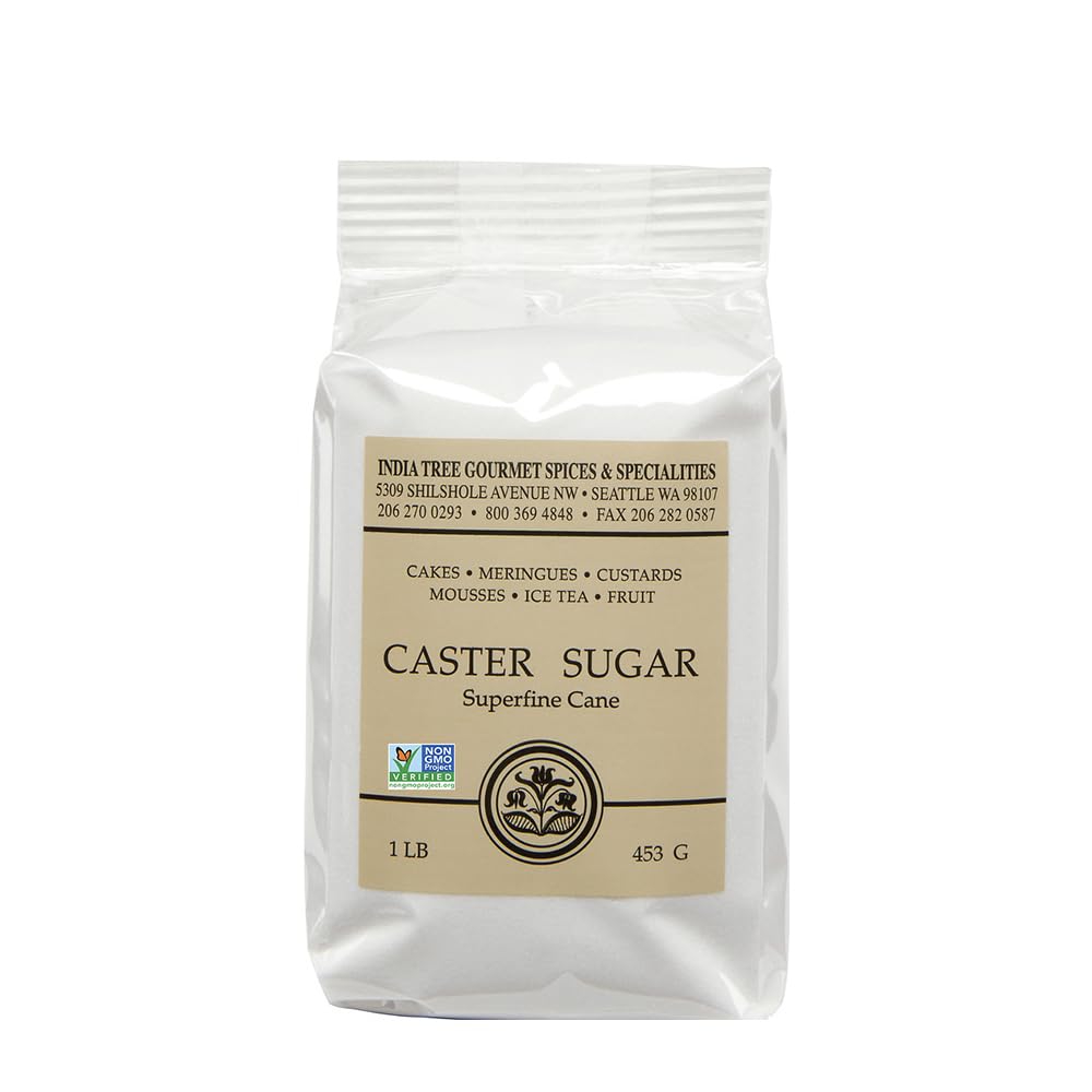 India Tree Superfine Caster Sugar, 1 lb Bag - Premium Baking & Dessert Sugar, Ideal for Sweet Treats