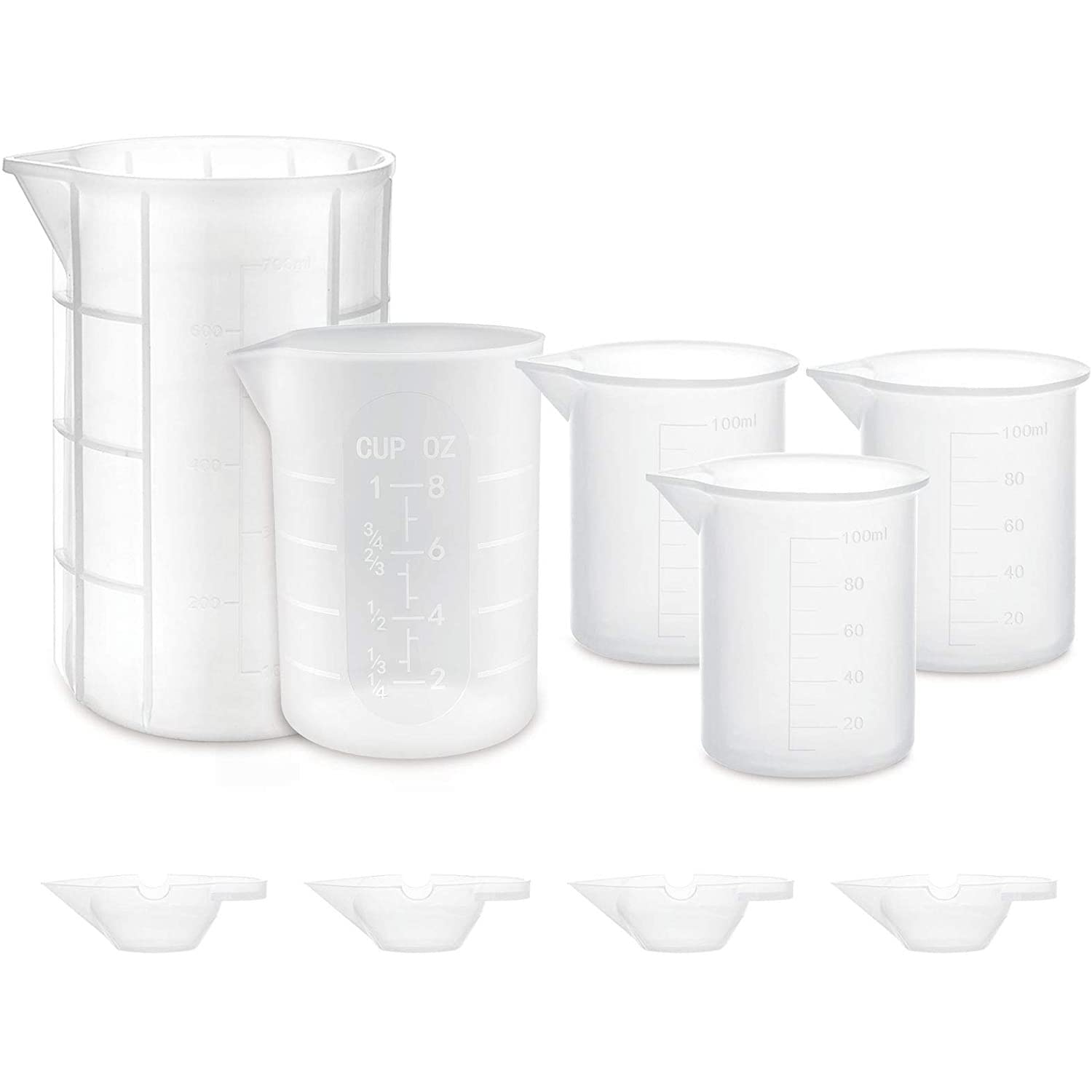Gartful 9PCS Silicone Mixing Cups Set, Resin Casting Tool Kit, DIY Craft Set for Epoxy, 1pcs 700ml Oversize Measuring Cup, 1pcs 