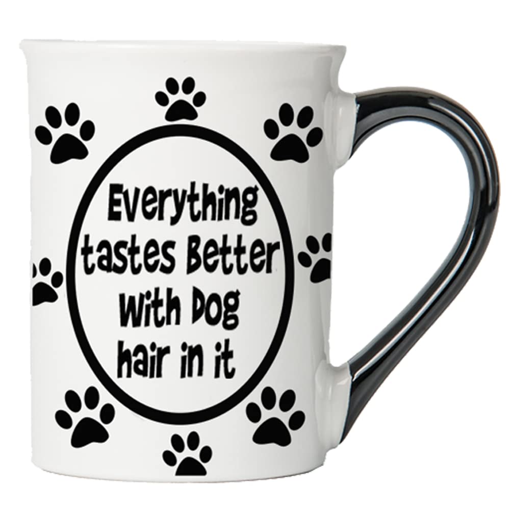 Cottage Creek 16Oz Ceramic Black And White Dog Mug, Fun Coffee Cup And Tea Mug