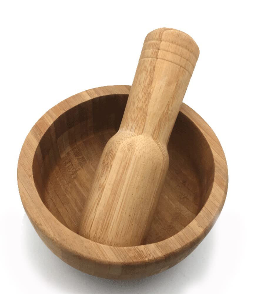 Japanbargain 4100, Bamboo Wooden Mortar And Pestle Set, 5-Inch