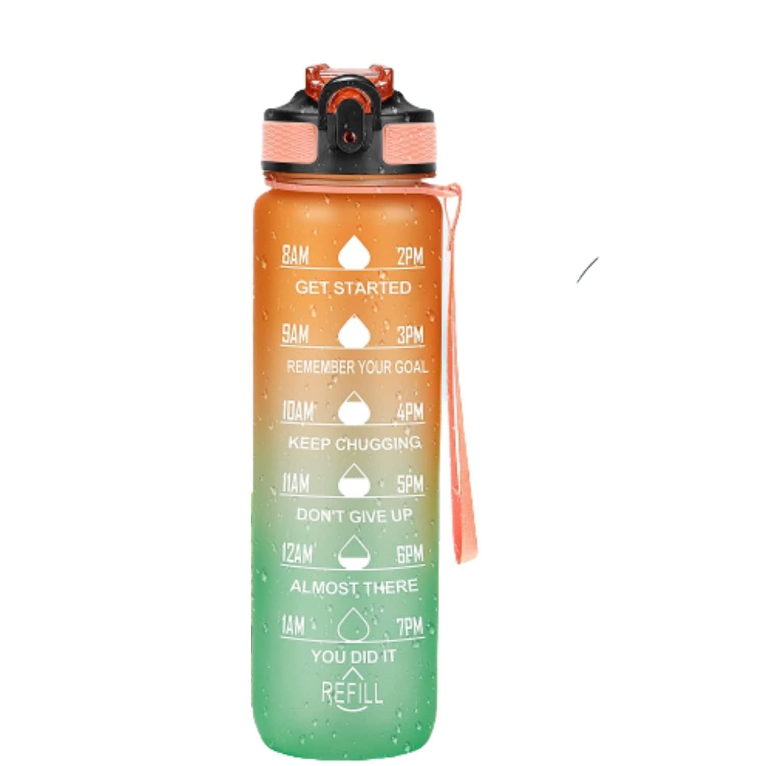 OXMEZA Sipper Bottle 1Liter with Motivational Time Marker, Leakproof Durable BPA Free NonToxic Water bottle for office, gym, Da