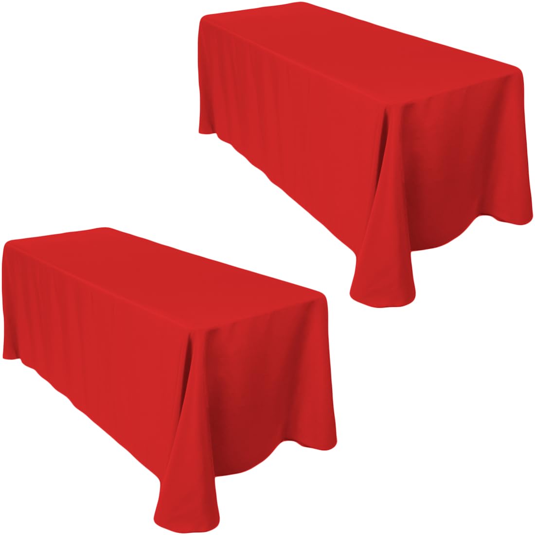 Ltc Linens 2-Pack Rectangular Tablecloths 90 In X 156 In With Rounded Corners - Red Table Covers For 8 Ft Table With Floor-Lengt